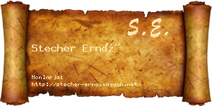 Stecher Ernő névjegykártya